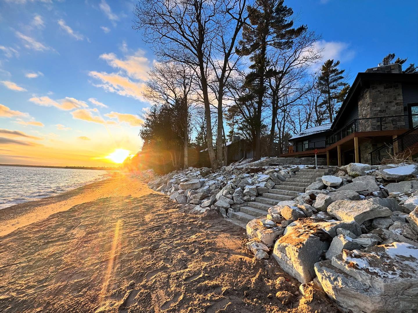 Shoreline stone landscaping